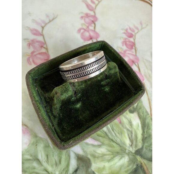 Vintage 90's Mexico 925 Silver Mens Spinner Ring 12 grams Sz 13 3/4 - Picture 7 of 10